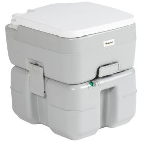 Outsunny Portable Toilet for Adults 5.3 Gallon, Porta Potty with Level Indicator, T-Type Water Outlets and Anti-Leak Handle Pump for Camping, Boating