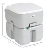 Outsunny Portable Toilet for Adults 5.3 Gallon, Porta Potty with Level Indicator, T-Type Water Outlets and Anti-Leak Handle Pump for Camping, Boating