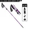 Five Section Folding Trekking Cane For Hiking And Walking - Lightweight 7075 Aluminum, Strong And Durable Outer Lock And High-density EVA Grip